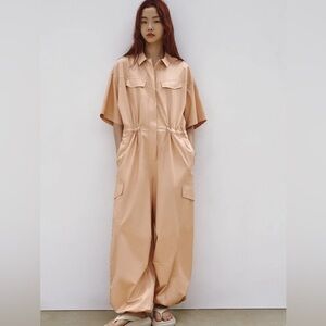NWT ZARA FULL LENGTH CARGO GABARDINE JUMPSUIT  MEDIUM  in MANGO GORPCORE…